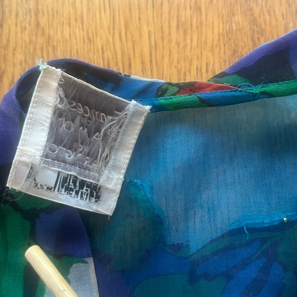 Vintage Francesca of Damon Silk Sequin Semi Sheer Blouse Size 10 Blue Black - Picture 7 of 8